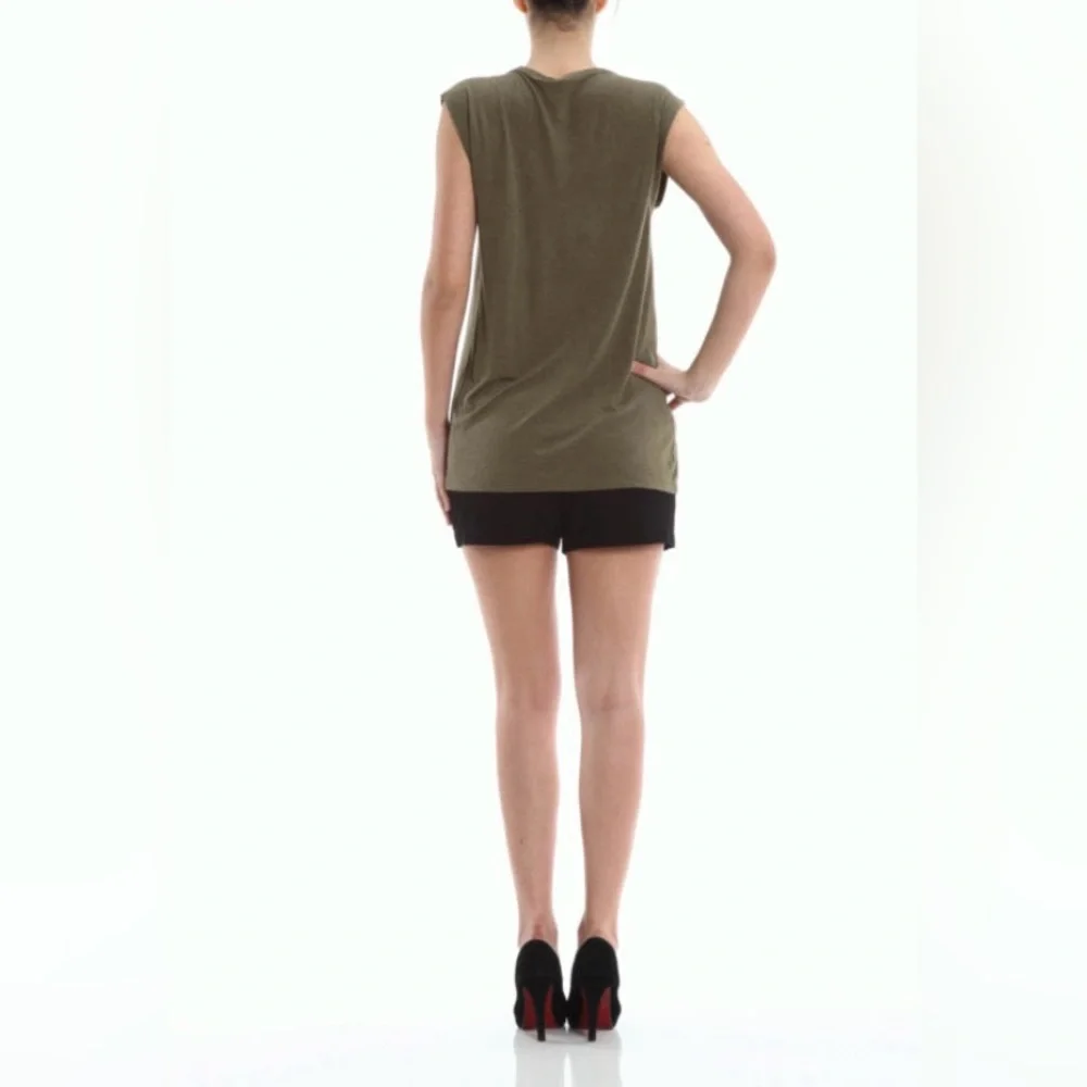 Alexander Wang Sz L Olive Green Sleeveless Relaxed Fit Tank Top
